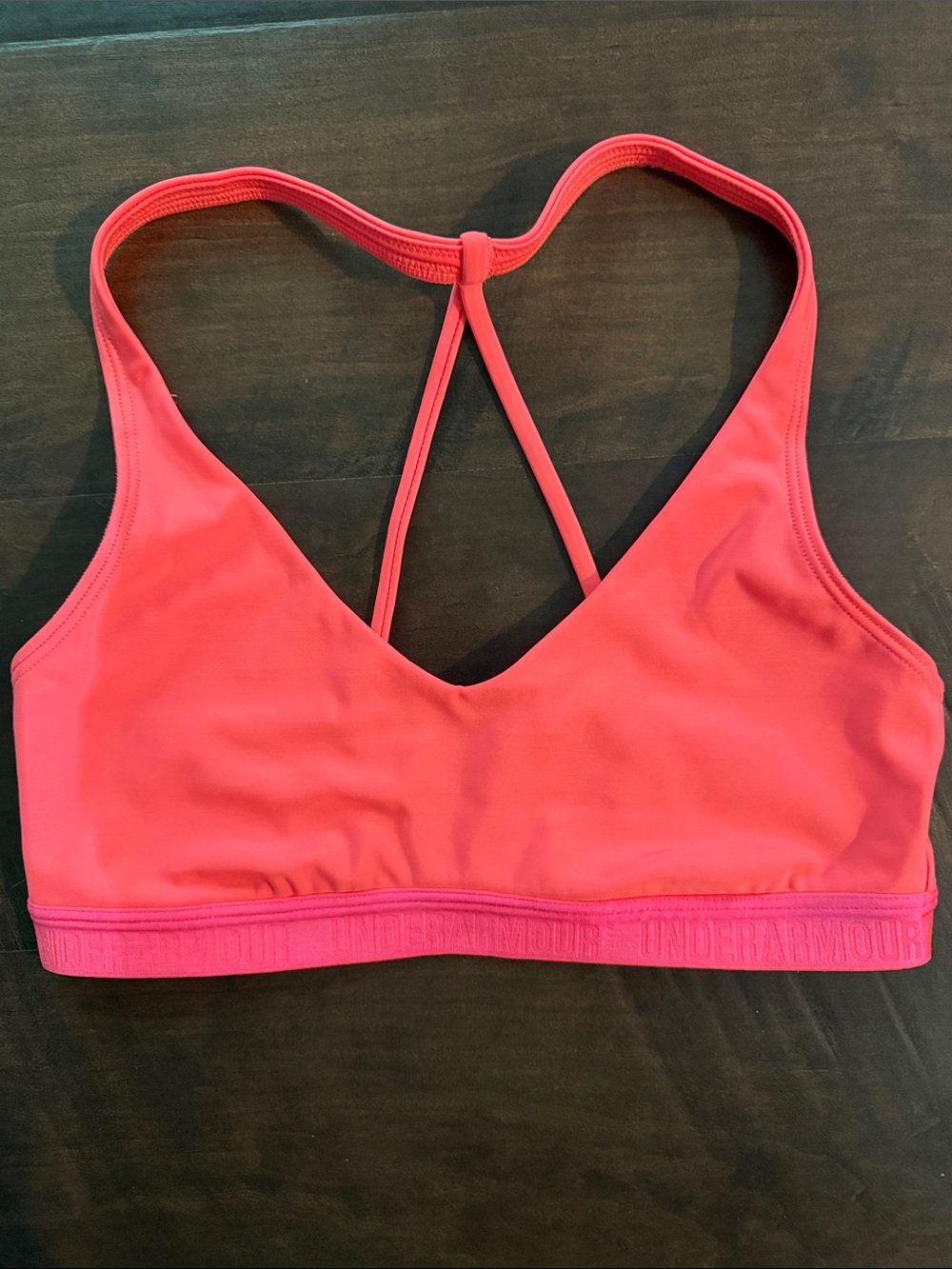 Under Armour Coral Pink Strappy Racerback Sports Bra Fits Small
